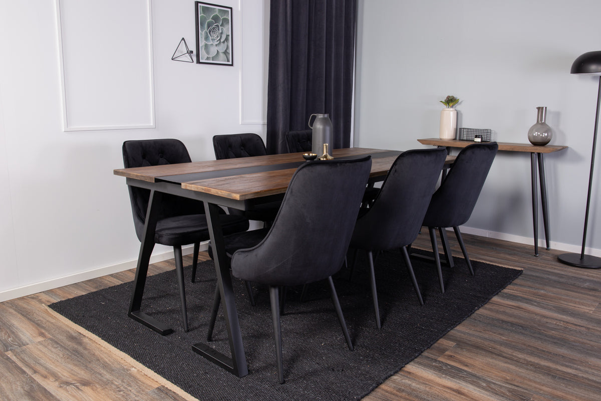 Rektangulära Matbord 75 x 200 x 90 Svart + Matstolar 2-pack Svart - Flextools Est. 2010 | Sweden