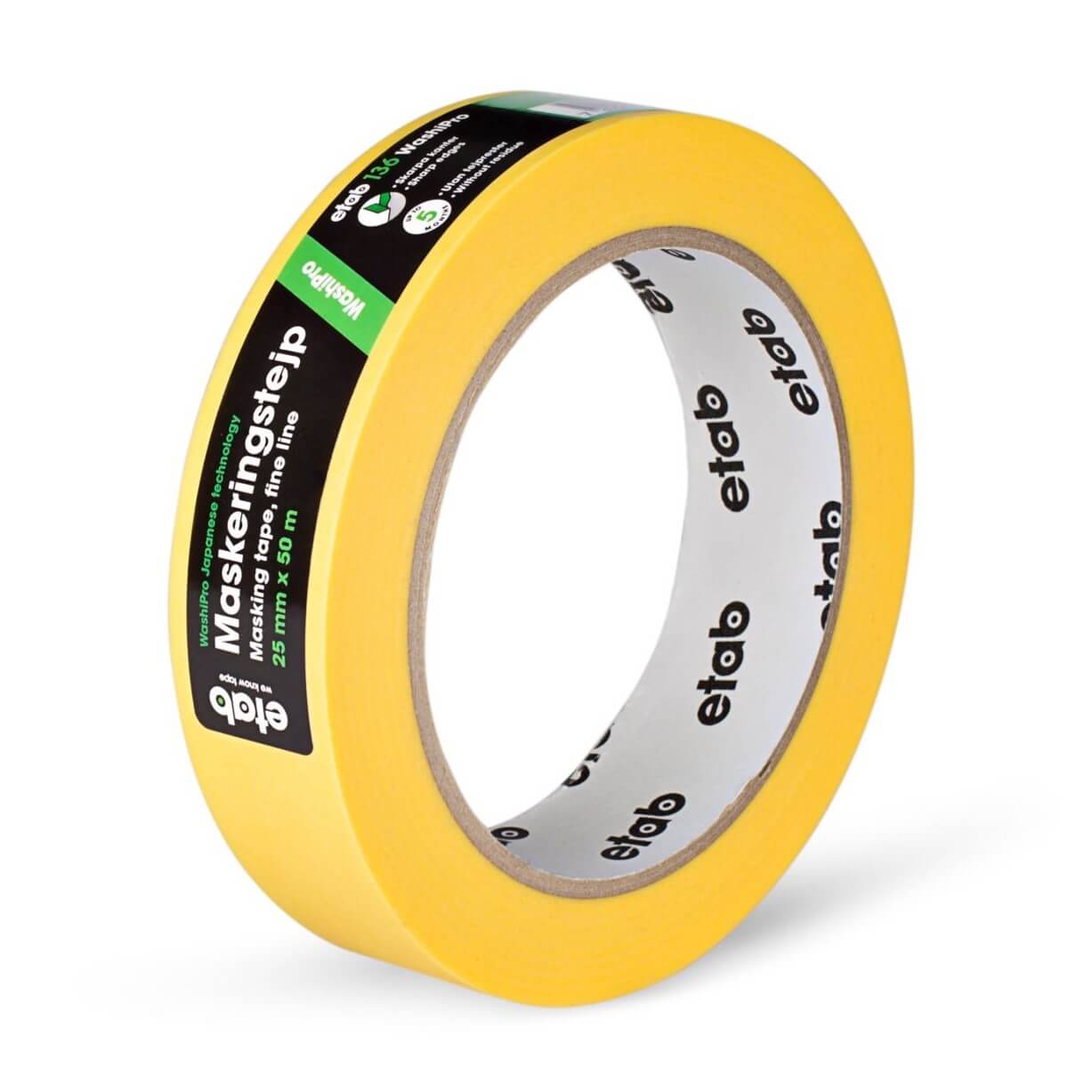 Gul maskeringstejp ‘WashiPro’ 25mm x 50m 36st/fp