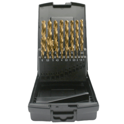HSS-G TiN-porasarja 1-10 mm (19 osaa)