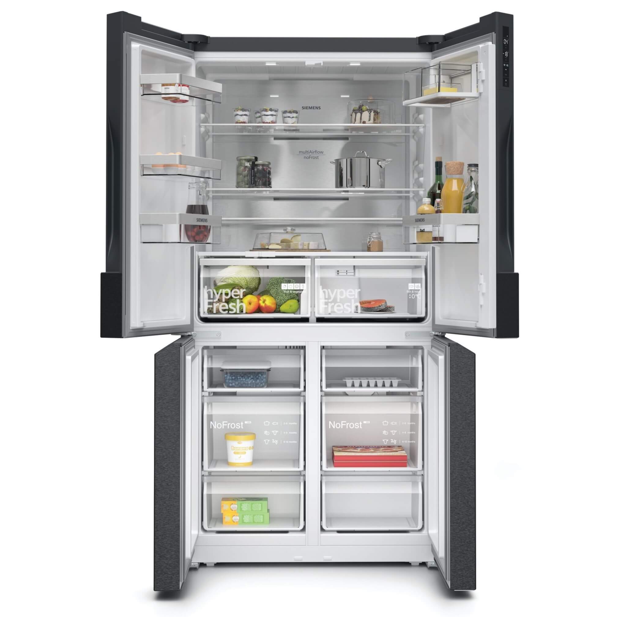 iQ500, Vapaasti seisova jääkaappi/pakastin, 183 x 90,5 cm, BlackSteel