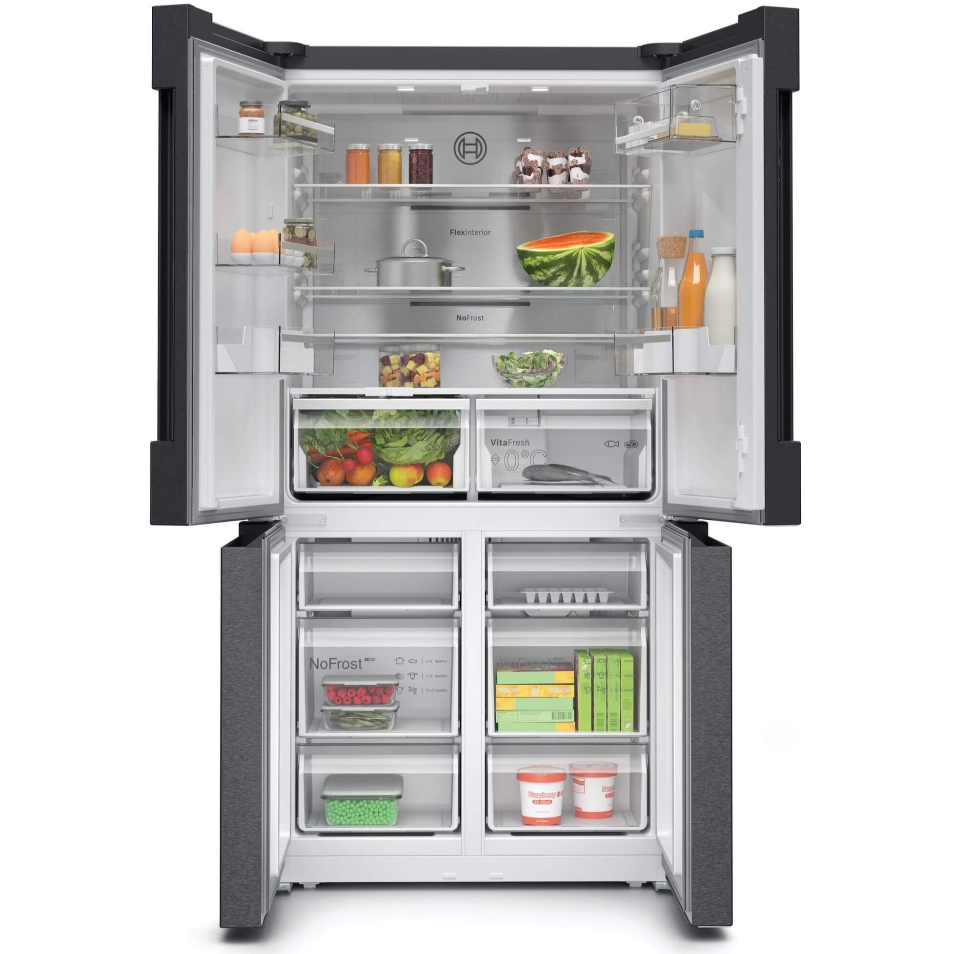 Sarja 6, Vapaasti seisova jääkaappi/pakastin, 183 x 90,5 cm, ruostumaton teräs