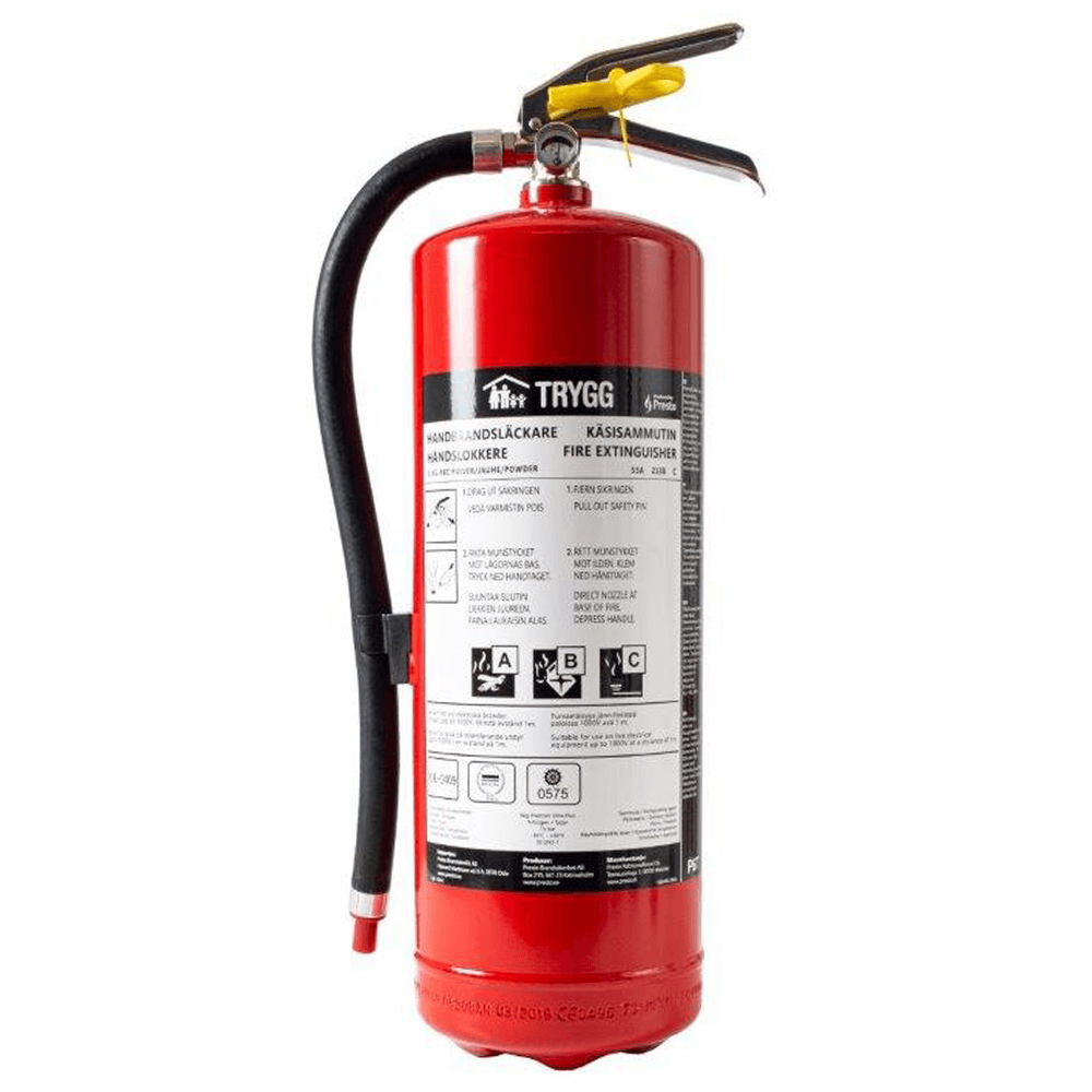 Jauhesammutin Trygg P6T. Ruostumaton venttiili.