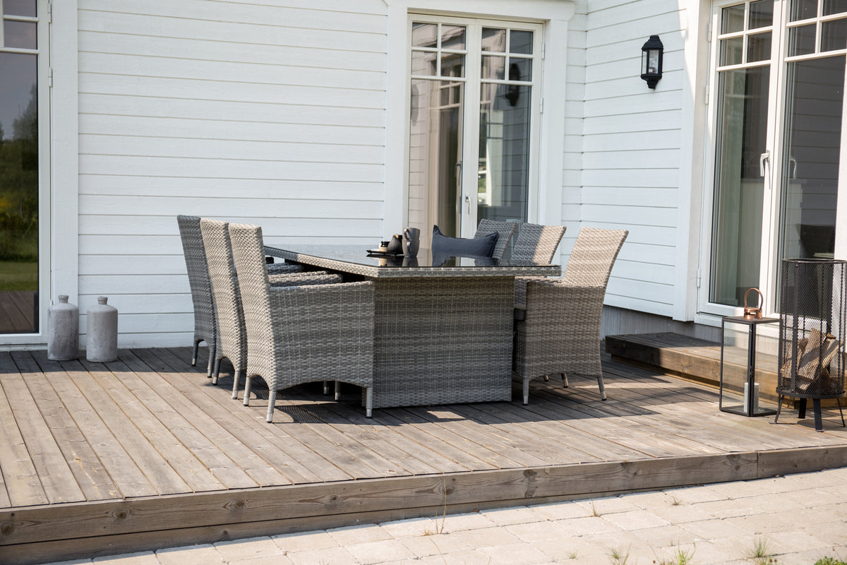 Rectangular Dining Table 74 x 200 x 100 Grey + Dining Chairs 2-pack Grey