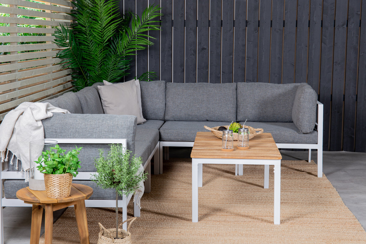 Soffbord 45 x 110 x 60 Natur + Soffmoduler Vit