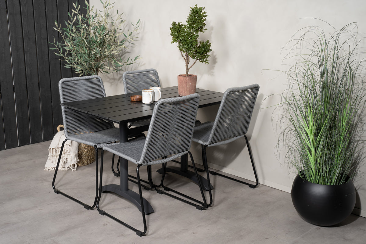 Rectangular Dining Table 74 x 120 x 70 Black + Dining Chairs 2-pack Grey