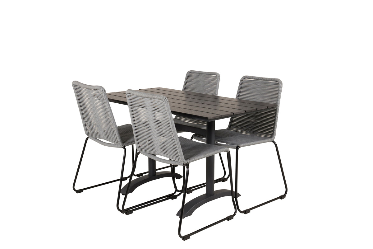 Rectangular Dining Table 74 x 120 x 70 Black + Dining Chairs 2-pack Grey