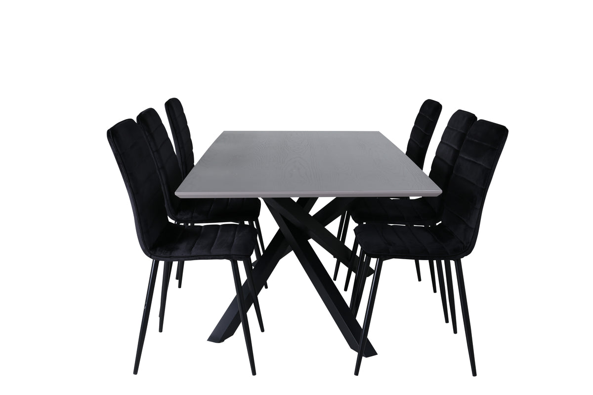 Matstolar 2-pack Svart + Rektangulära Matbord 180 x 76 x 90 Svart