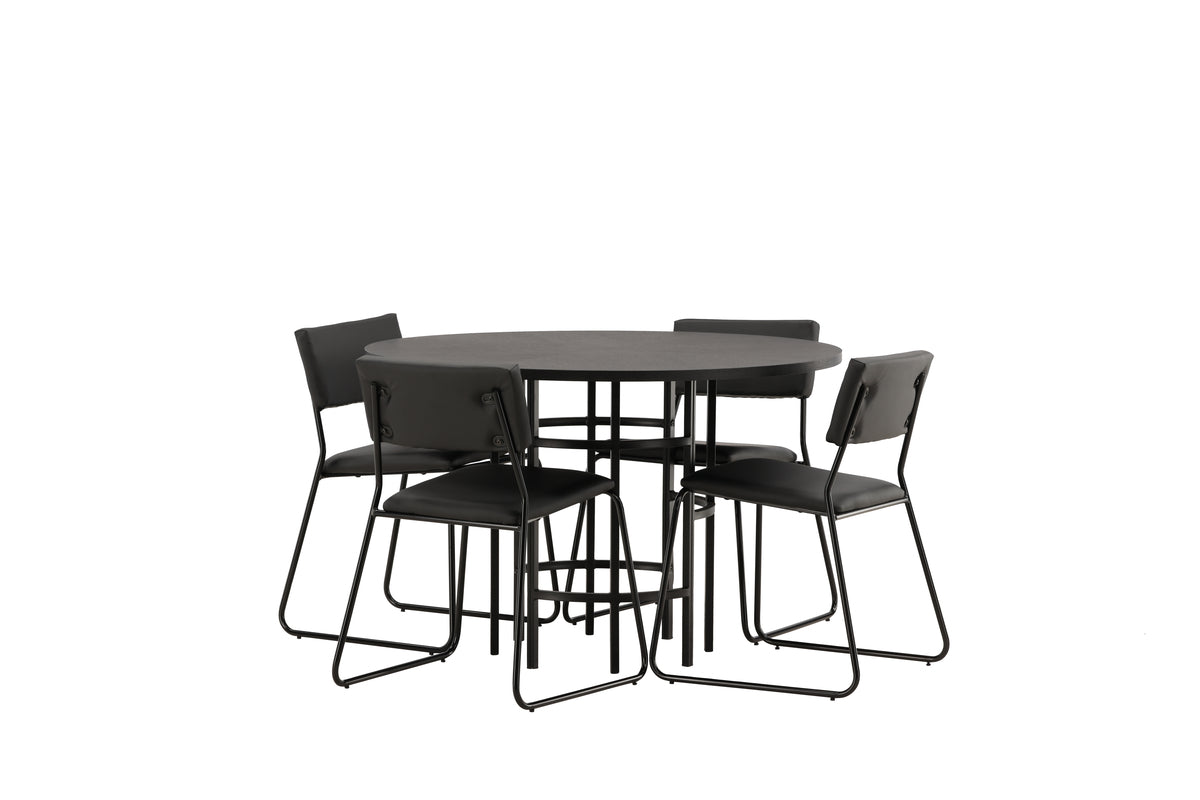 Dining Chairs 2-pack Black + Round Dining Table ø115 Black