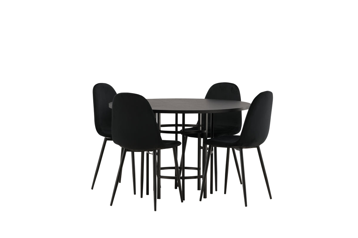 Dining Chairs 2-pack Black + Round Dining Table ø115 Black