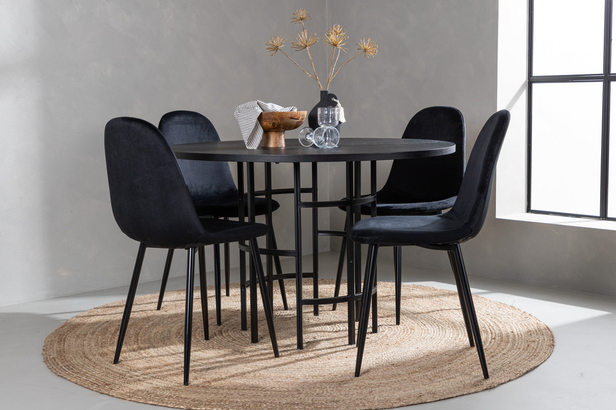 Dining Chairs 2-pack Black + Round Dining Table ø115 Black