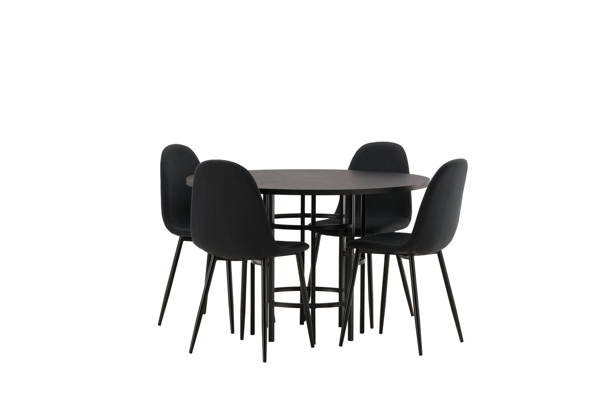 Dining Chairs 2-pack Black + Round Dining Table ø115 Black