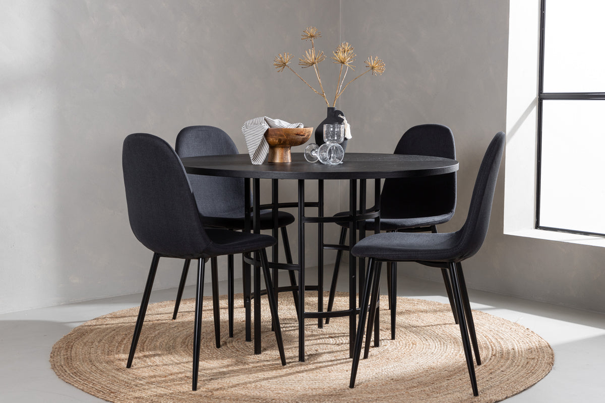 Dining Chairs 2-pack Black + Round Dining Table ø115 Black