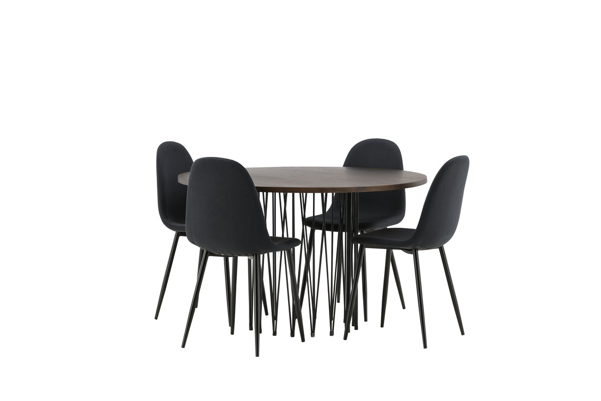Dining Chairs 2-pack Black + Round Dining Table ø120 Suede