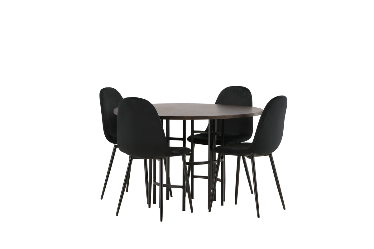 Dining Chairs 2-pack Black + Round Dining Table ø115 Suede