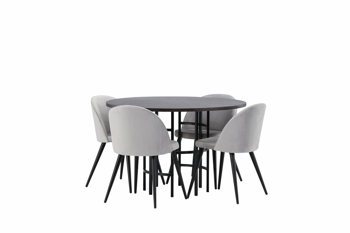 Dining Chairs 2-pack Grey + Round Dining Table ø115 Suede