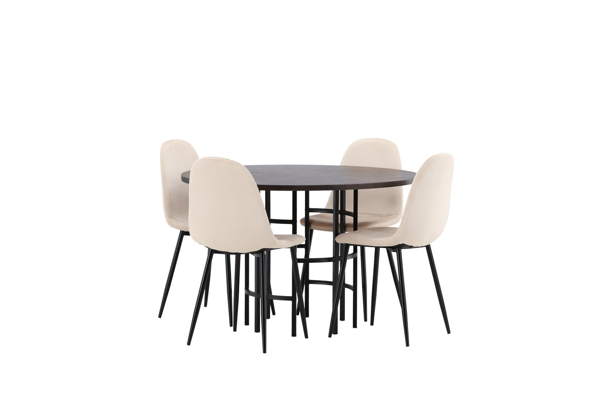 Dining Chairs 2-pack Beige + Round Dining Table ø115 Suede