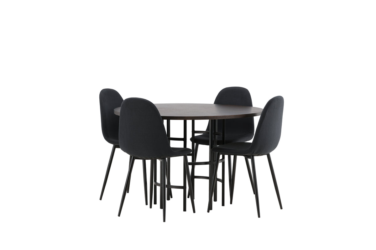Dining Chairs 2-pack Black + Round Dining Table ø115 Suede