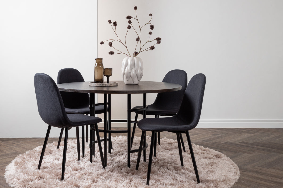 Dining Chairs 2-pack Black + Round Dining Table ø115 Suede