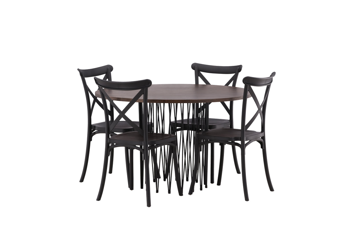Dining Chairs 2-pack Black + Round Dining Table ø120 Suede