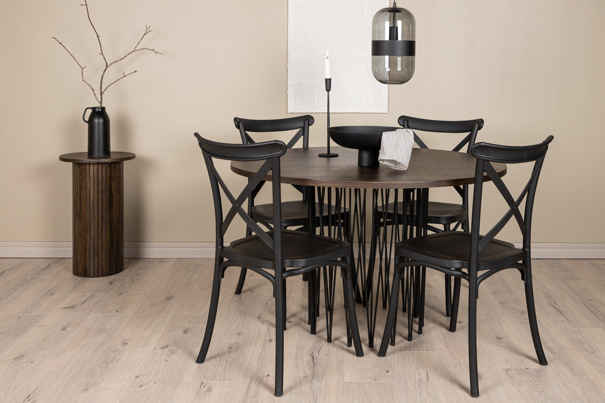Dining Chairs 2-pack Black + Round Dining Table ø120 Suede