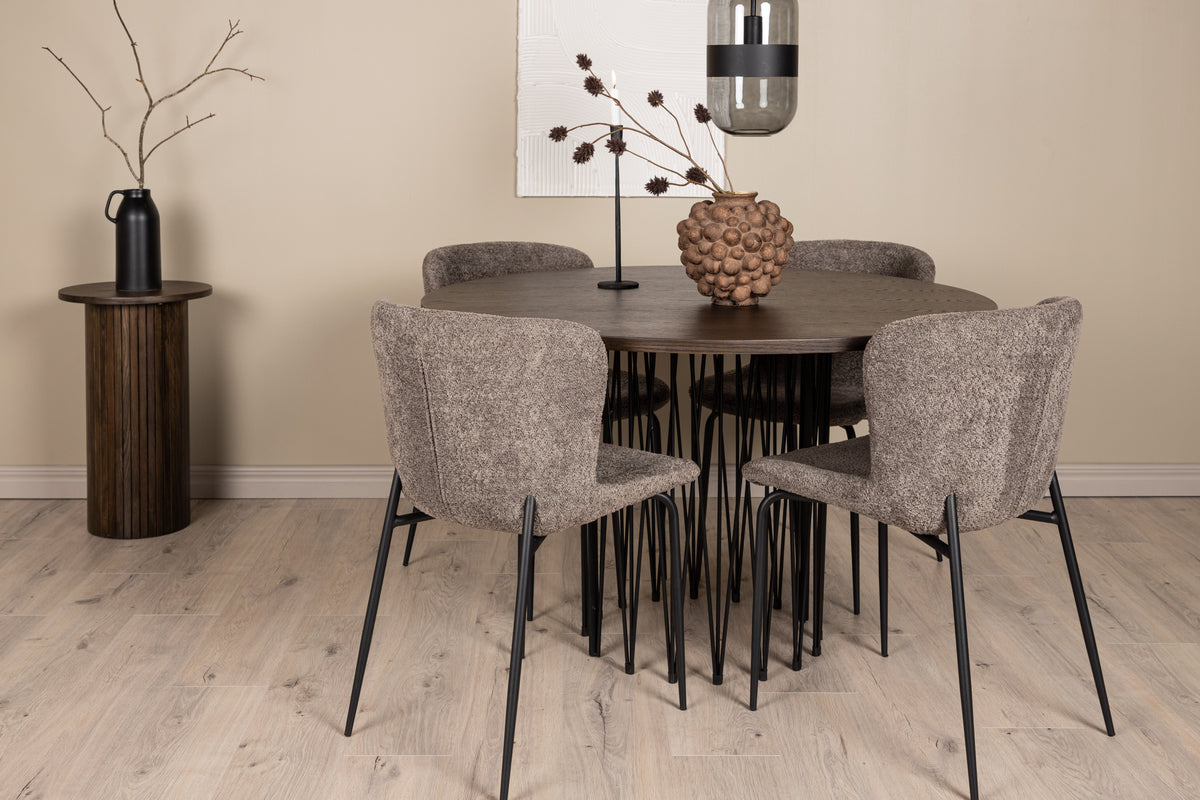 Dining Chairs 2-pack Dark Grey + Round Dining Table ø120 Suede