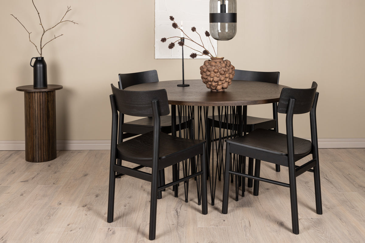 Dining Chairs 2-pack Black + Round Dining Table ø120 Suede