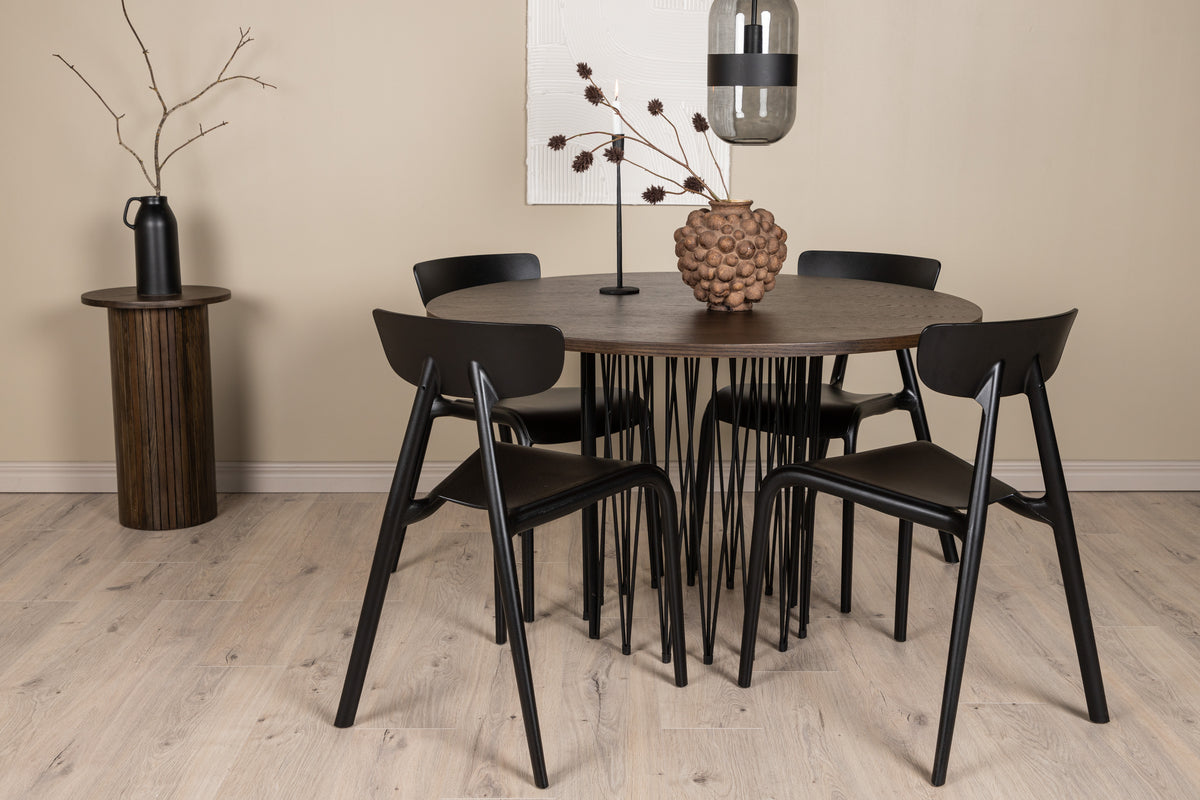 Dining Chairs 2-pack Black + Round Dining Table ø120 Suede