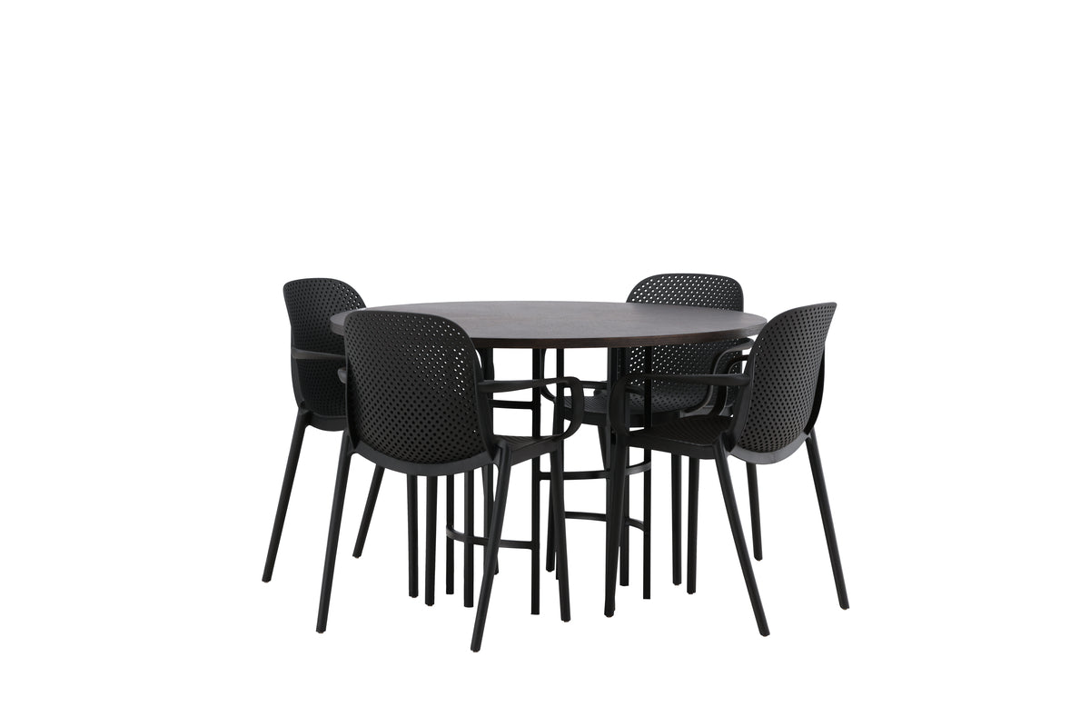Dining Chairs 2-pack Black + Round Dining Table ø115 Suede