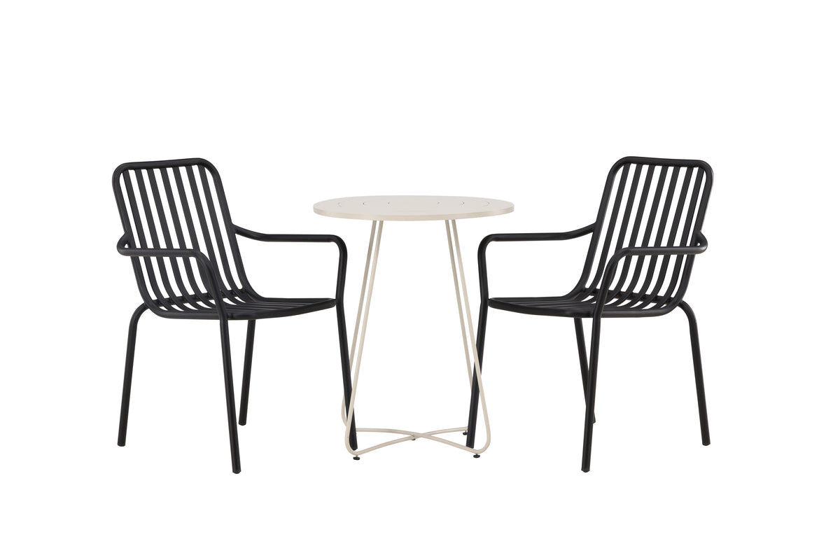 Matstolar 2-pack Svart + Cafebord Ø60 Beige