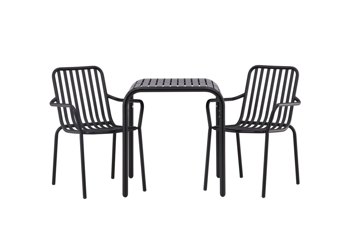 Cafebord 70 x 70 Svart + Matstolar 2-pack Svart