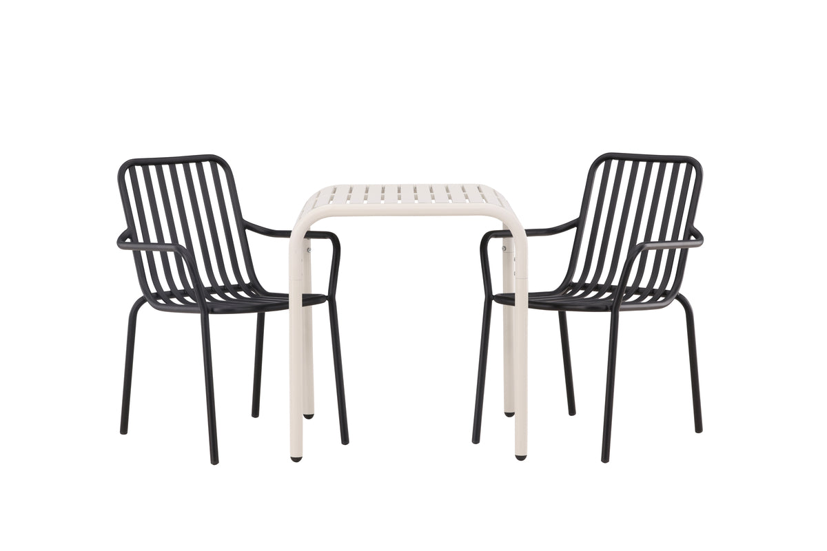 Cafebord 70 x 70 Beige + Matstolar 2-pack Svart