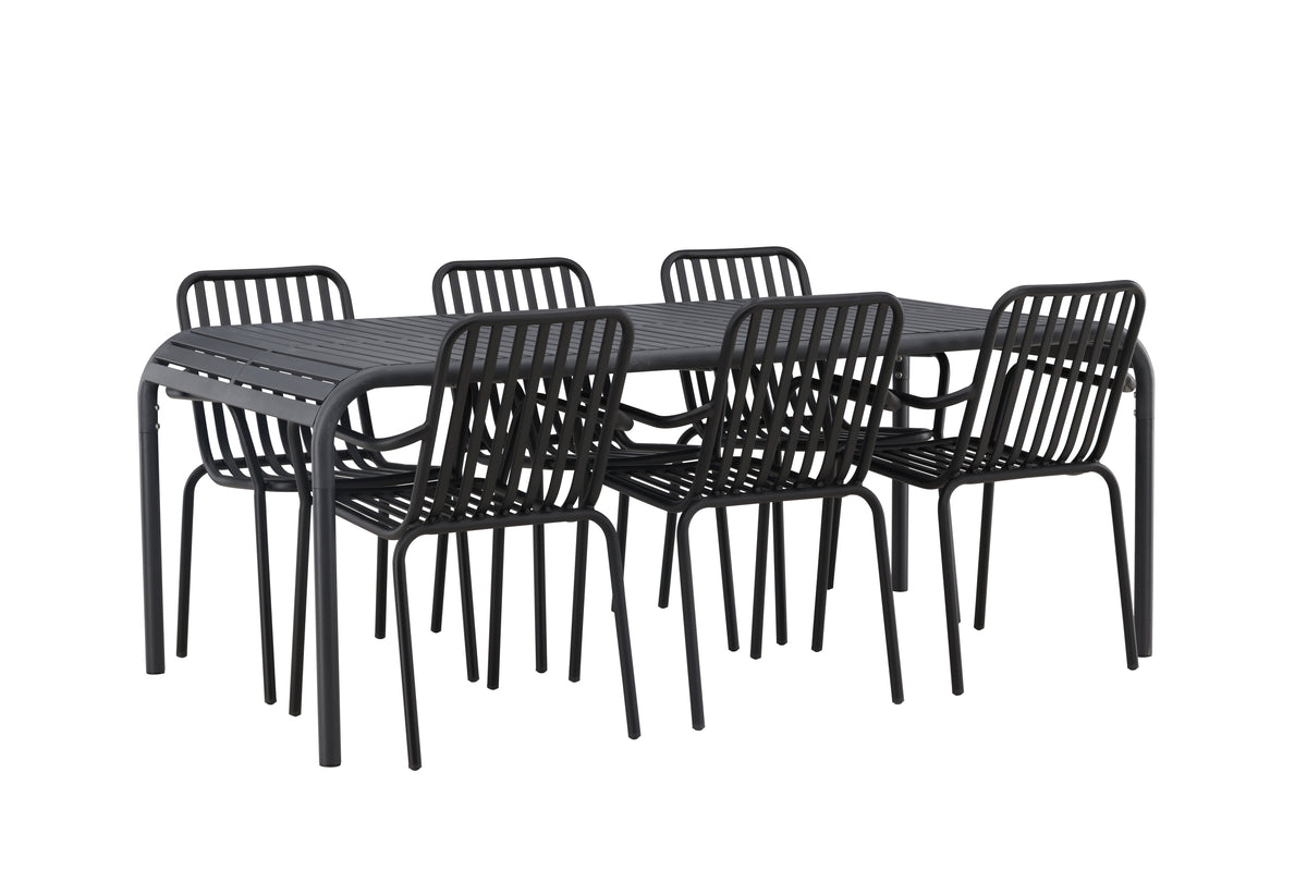 Rektangulära Matbord 100 x 200 Antracit + Matstolar 2-pack Svart