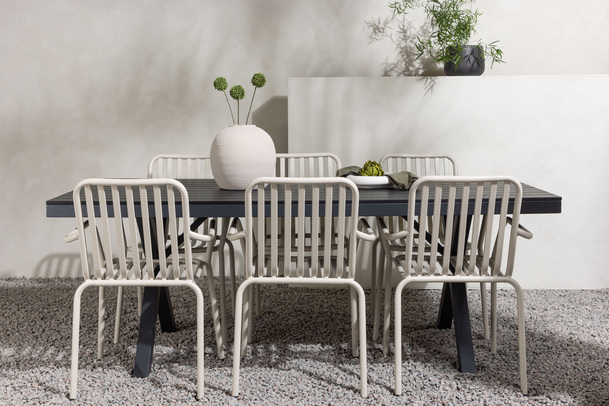 Rektangulära Matbord 100 x 200 Svart + Matstolar 2-pack Beige
