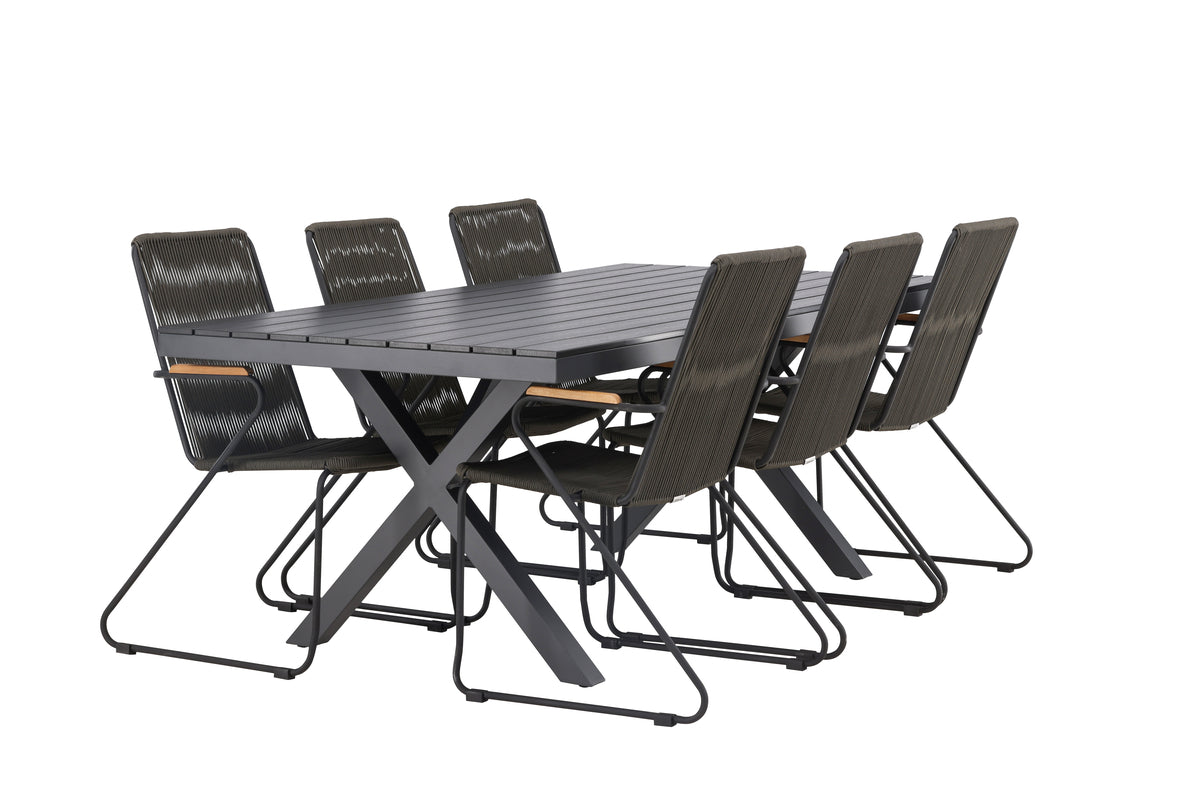 Rektangulära Matbord 100 x 200 Svart + Matstolar 2-pack Mörkgrå