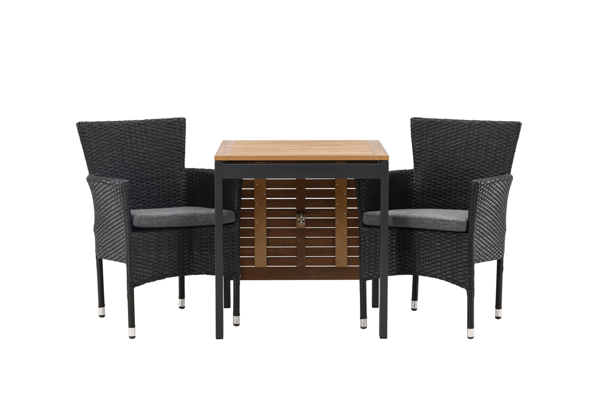 Matstolar 2-pack Svart + Cafebord 75 x 70 x 70 Svart