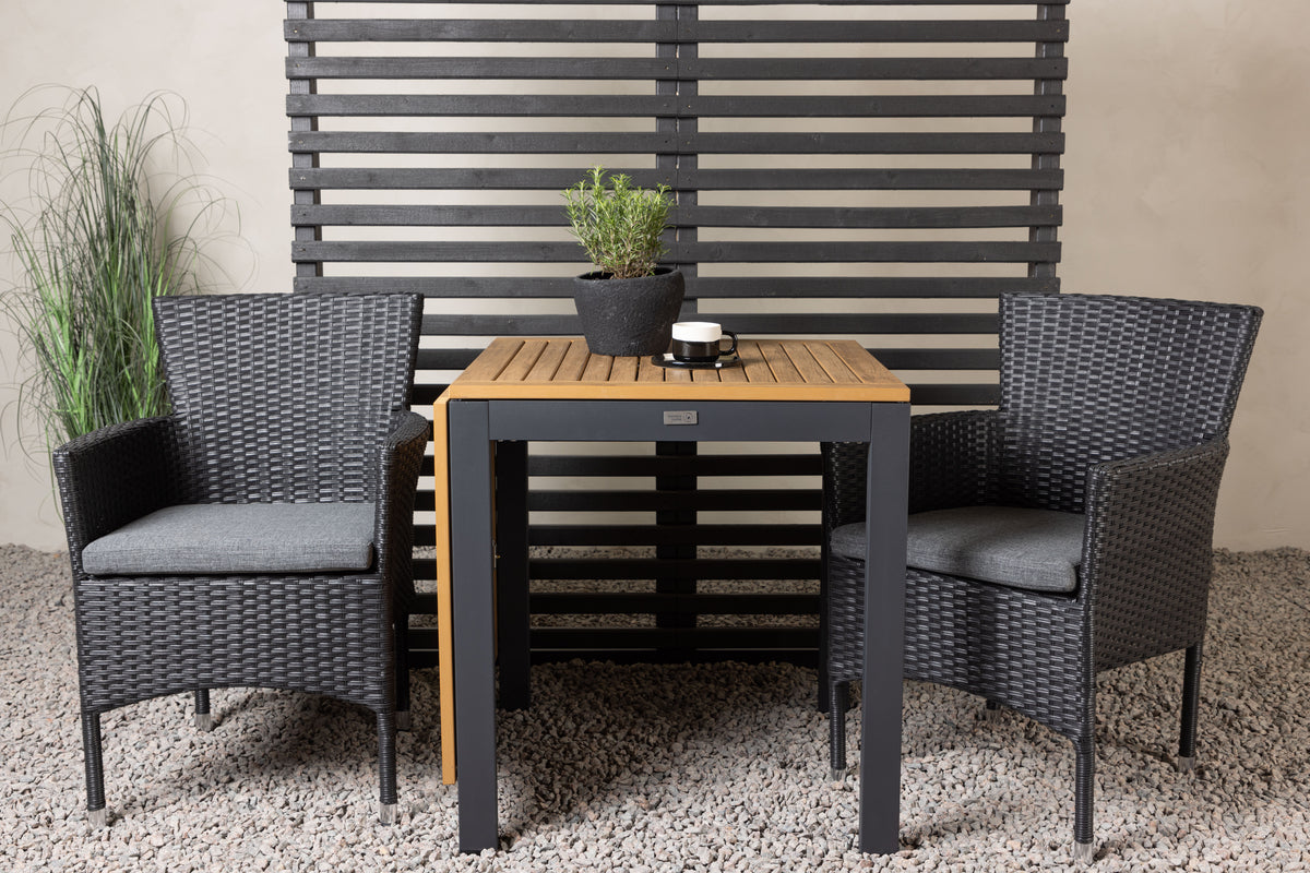 Matstolar 2-pack Svart + Cafebord 75 x 70 x 70 Svart