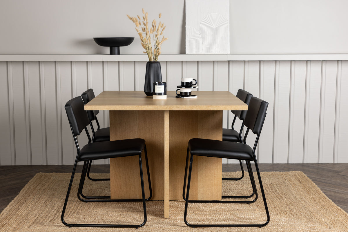 Matstolar 2-pack Svart + Rektangulära Matbord 100 x 100 Natur