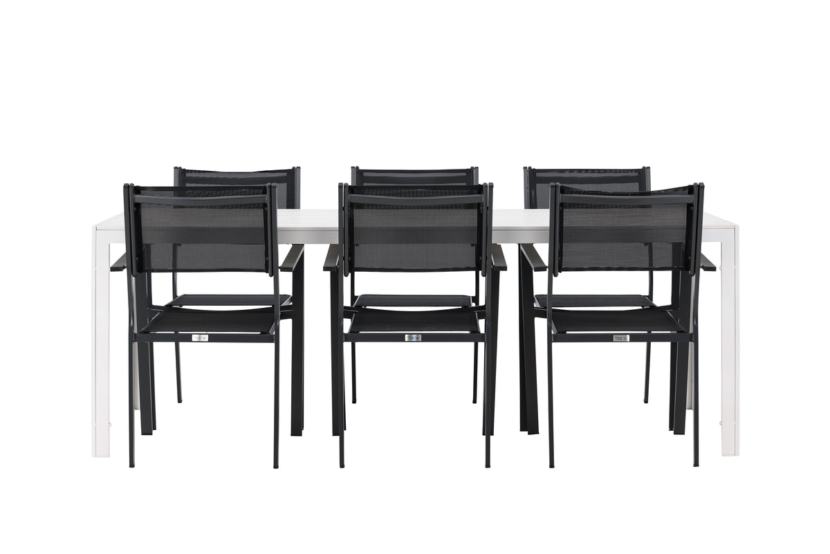Dining Chairs 2-pack Black + Rectangular Dining Table 90 x 205 White