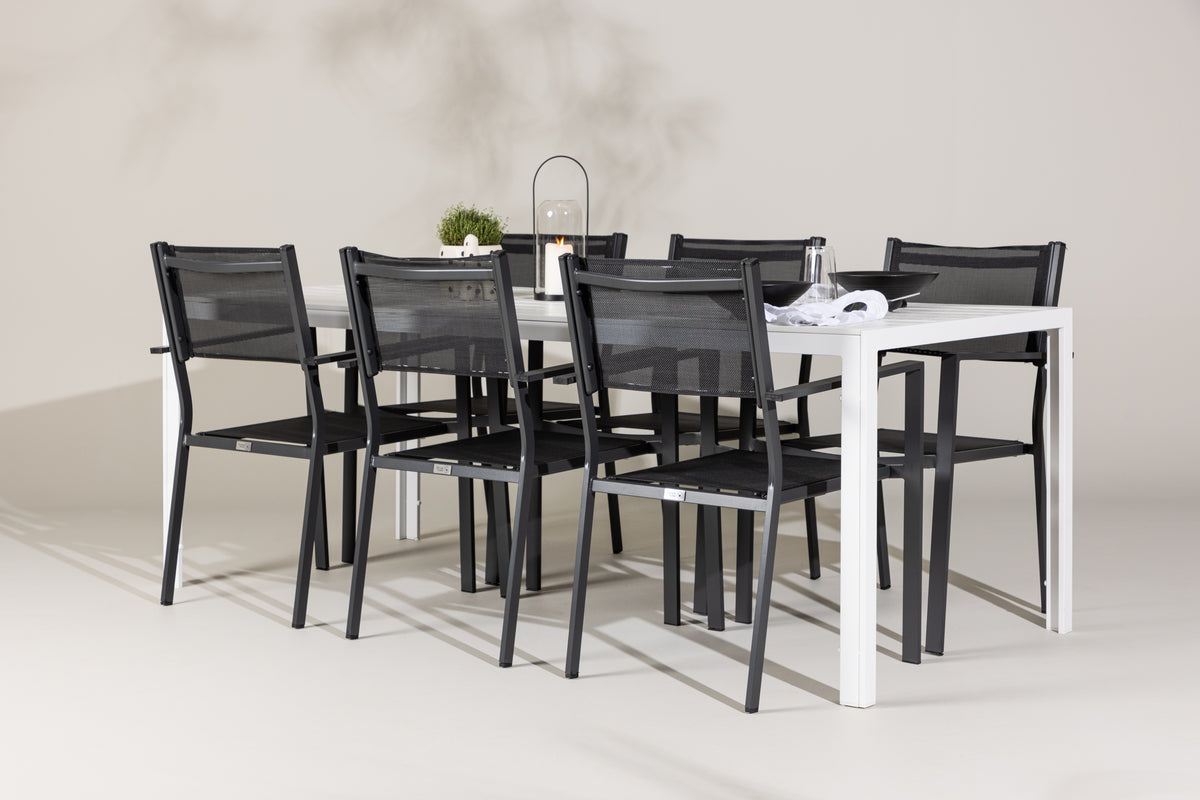 Dining Chairs 2-pack Black + Rectangular Dining Table 90 x 205 White