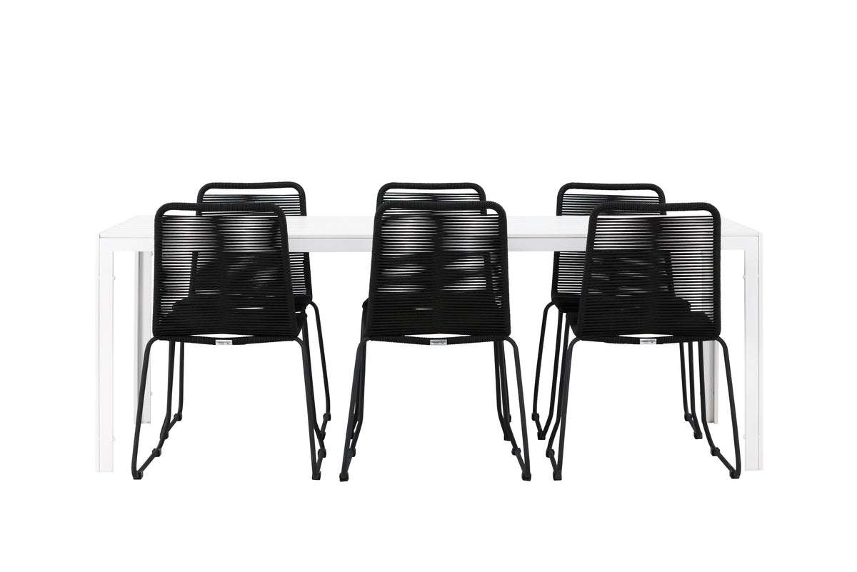 Dining Chairs 2-pack Black + Rectangular Dining Table 90 x 205 White