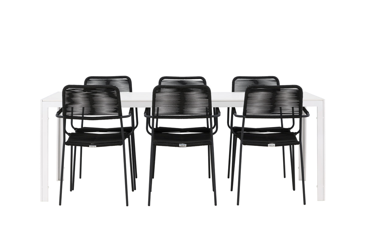 Dining Chairs 2-pack Black + Rectangular Dining Table 90 x 205 White