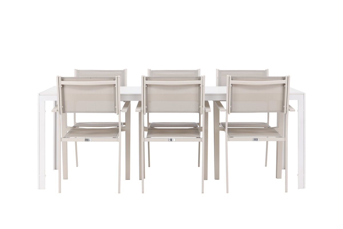 Dining Chairs 2-pack Beige + Rectangular Dining Table 90 x 205 White