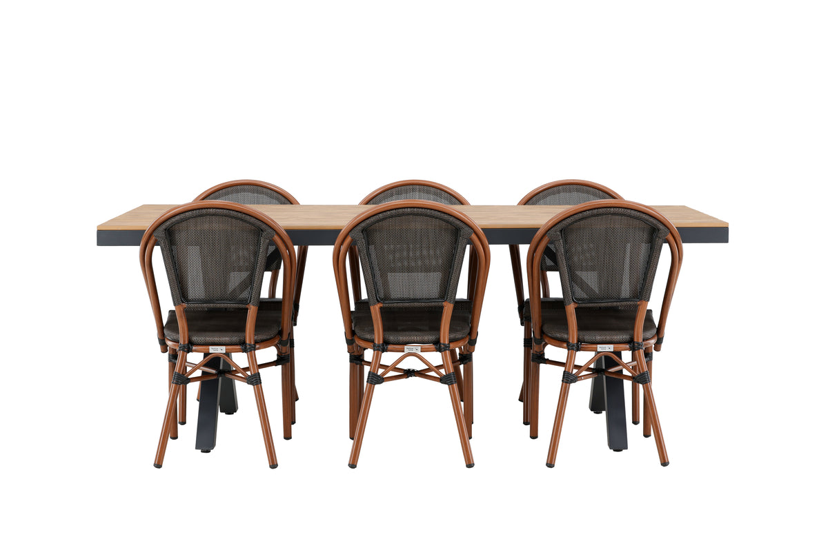 Rectangular Dining Table 100 x 200 Black + Cafe Chairs 2-pack Black