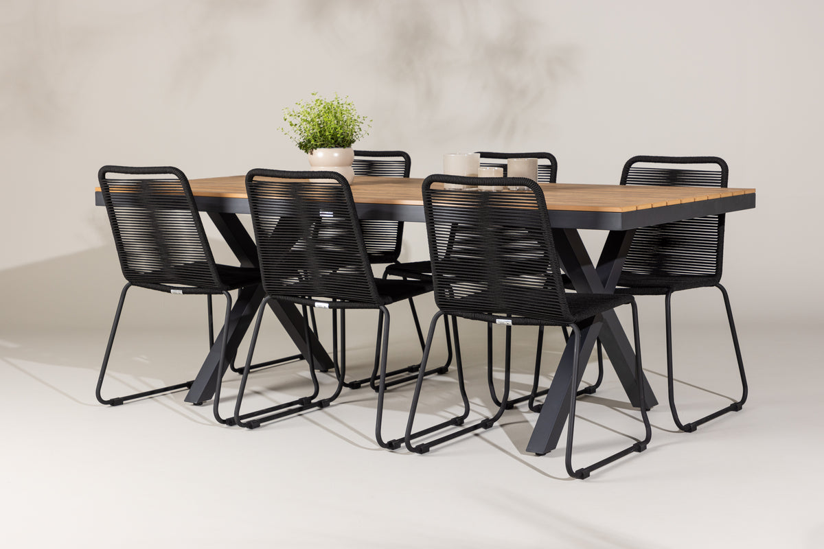 Dining Chairs 2-pack Black + Rectangular Dining Table 100 x 200 Black