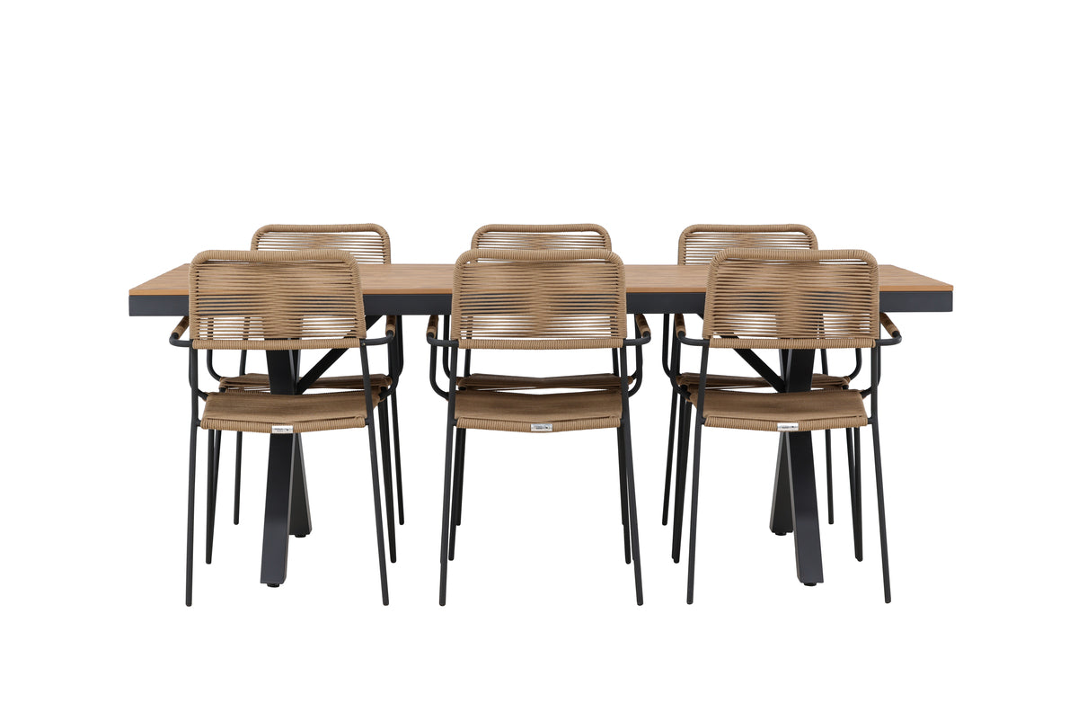 Dining Chairs 2-pack Brown + Rectangular Dining Table 100 x 200 Black