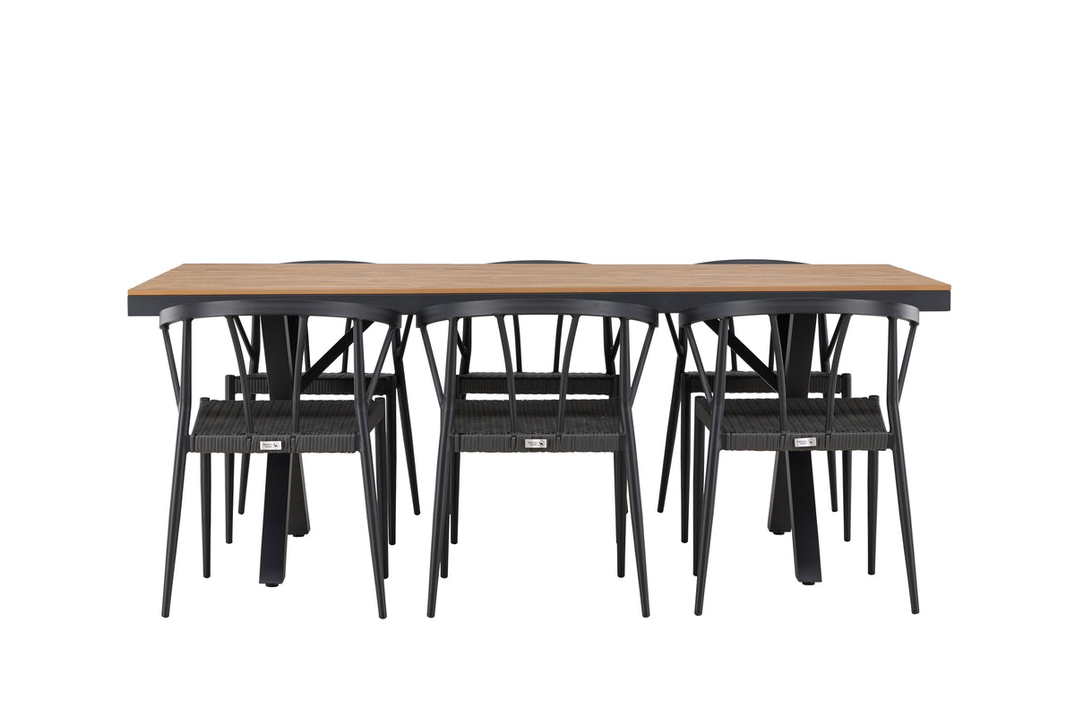 Dining Chairs 6-pack Black + Rectangular Dining Table 100 x 200 Black