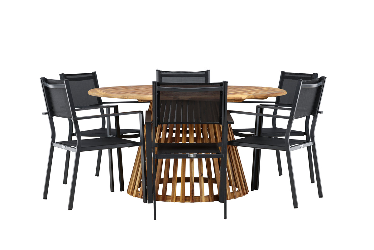 Dining Chairs 2-pack Black + Round Dining Table ø150 Nature