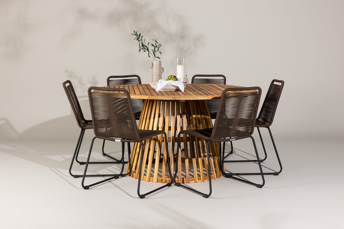 Dining Chairs 2-pack Brown + Round Dining Table ø150 Nature
