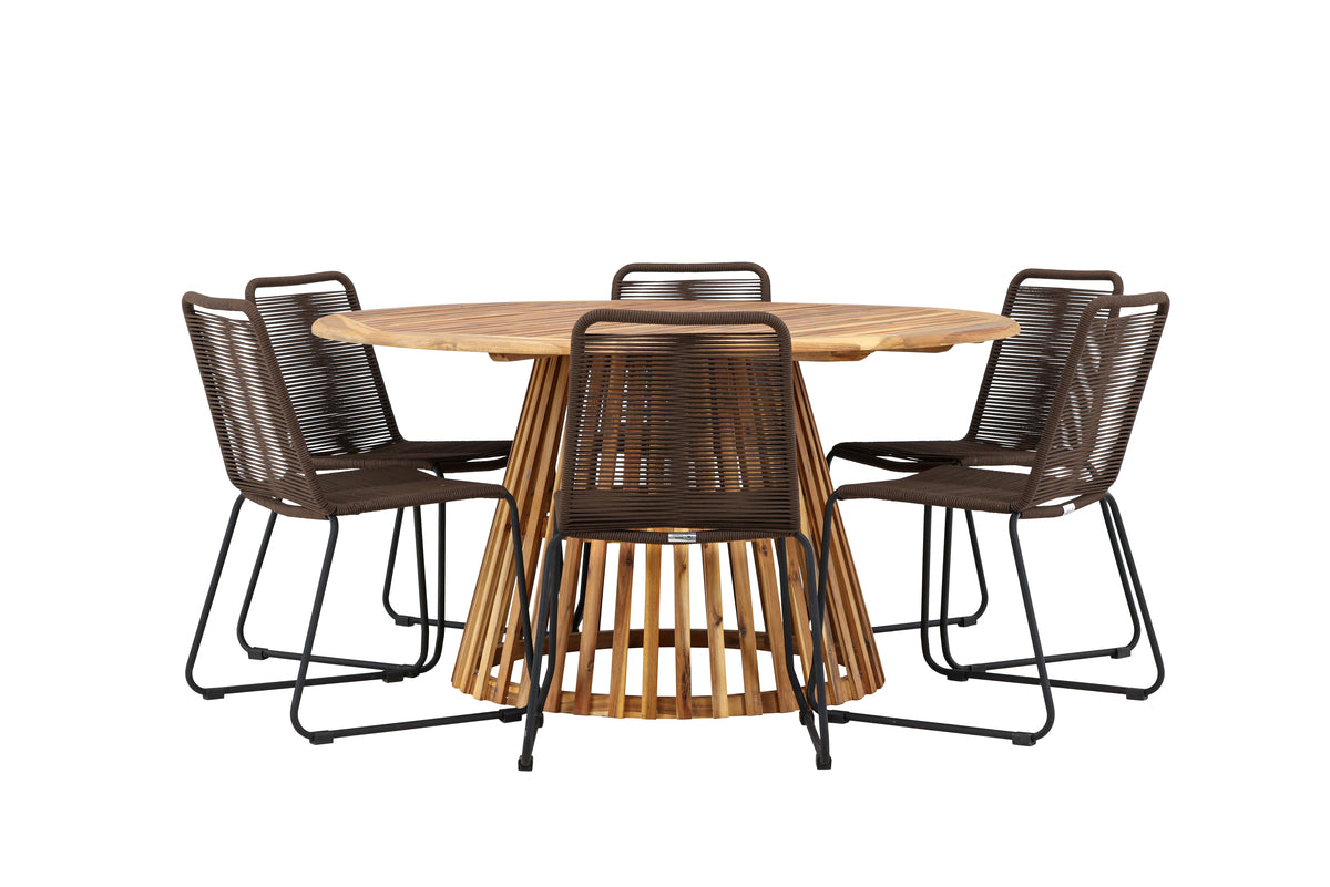 Dining Chairs 2-pack Brown + Round Dining Table ø150 Nature