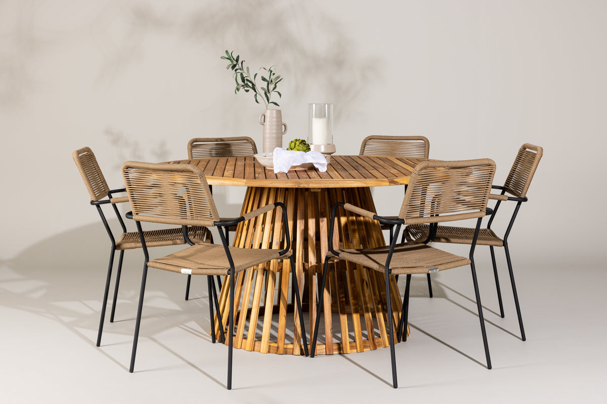 Dining Chairs 2-pack Brown + Round Dining Table ø150 Nature